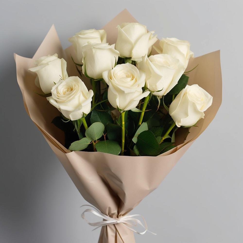 Букет 9 Белых роз Эдлесс Лав в Архаре