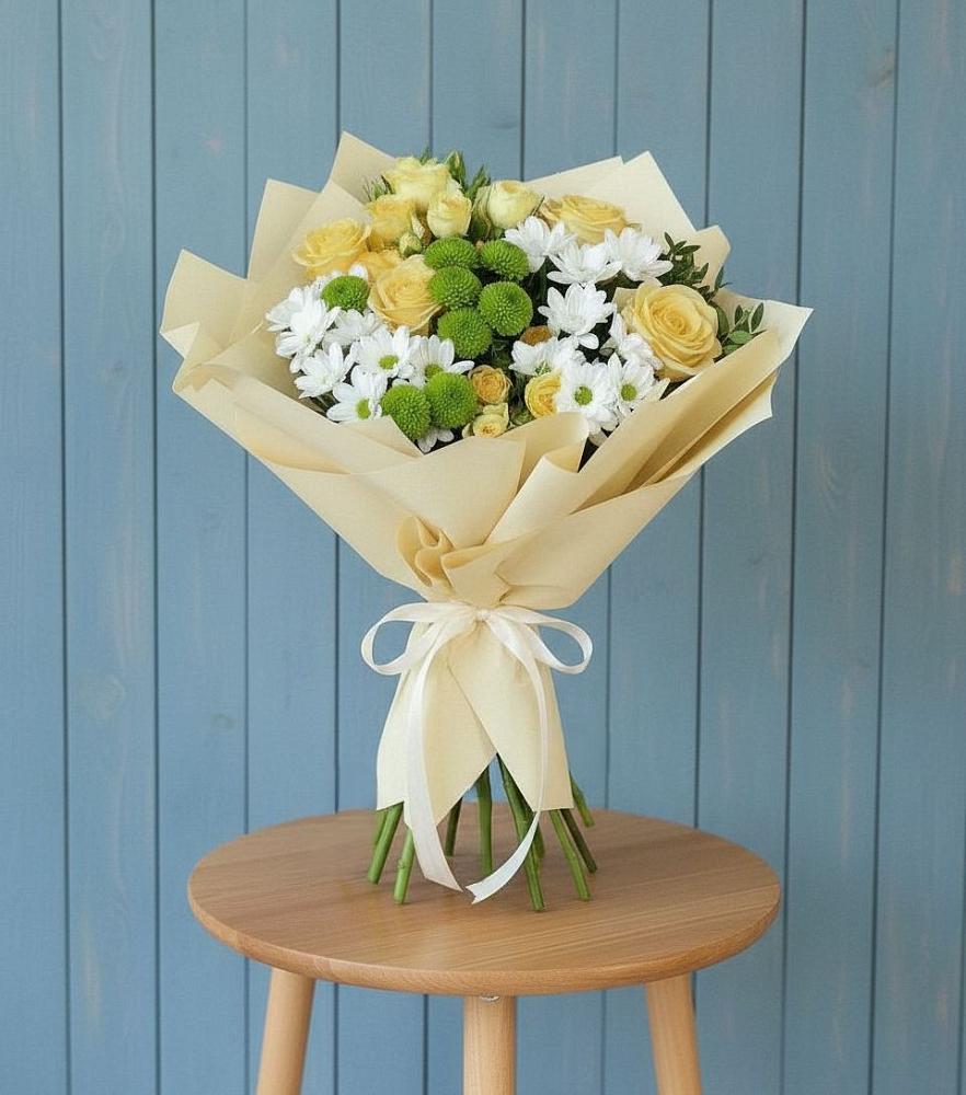 Букет цветов из: Хризантемы и Розы в Архаре