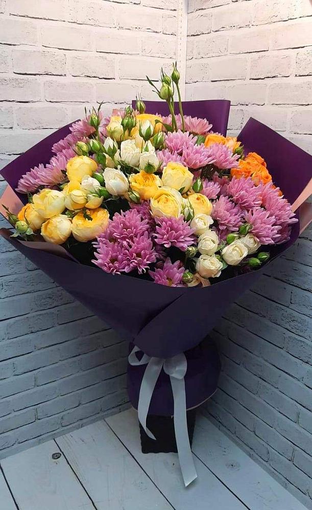 Букет цветов из: Хризантемы и Розы в Архаре