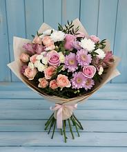 Букет цветов из:  Хризантемы, Розы и Альстромерии в Архаре